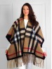 Premium Soft Plaid Cape W/ Fringes